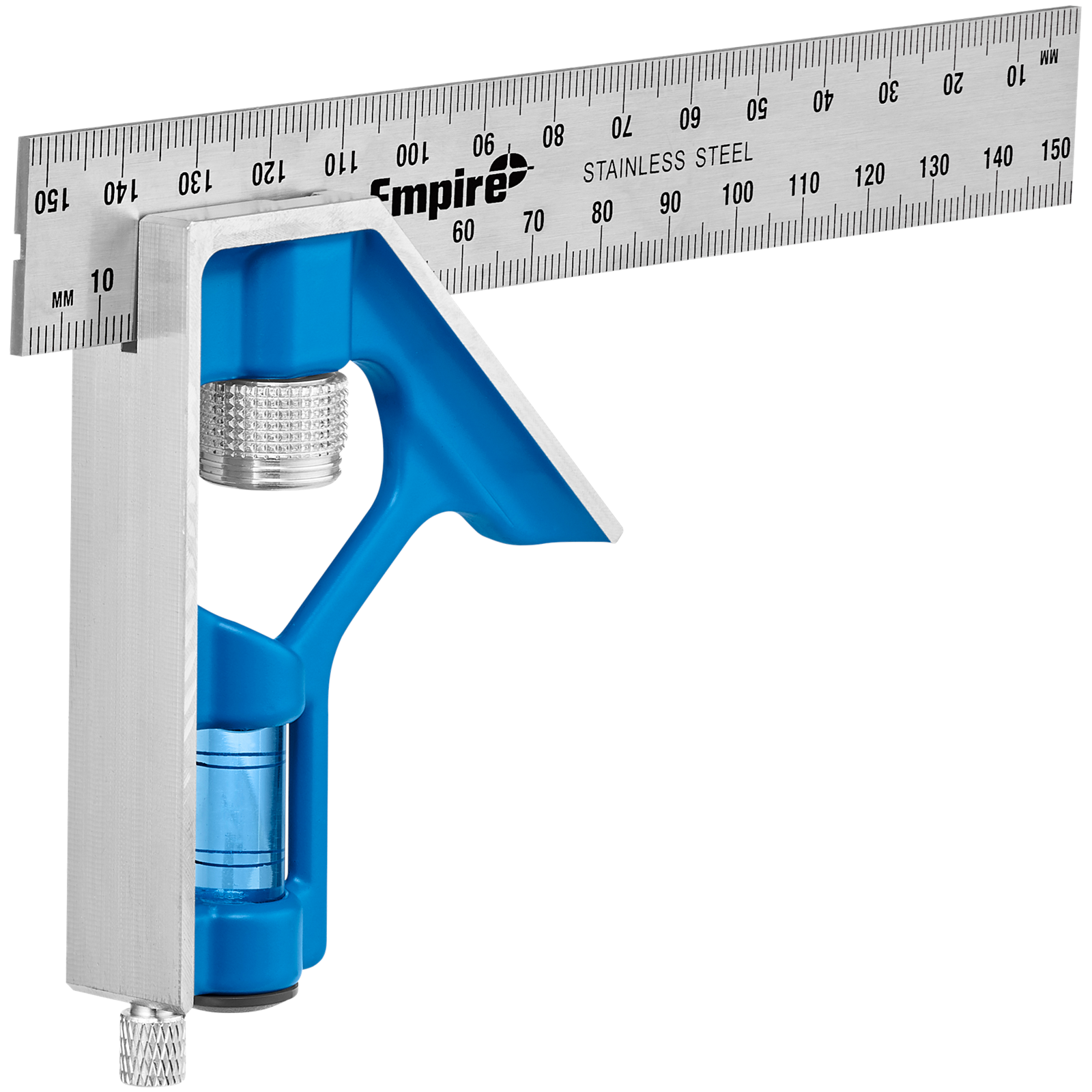 Empire 150mm True Blue Combination Square, Stainless Steel Blade with Vial