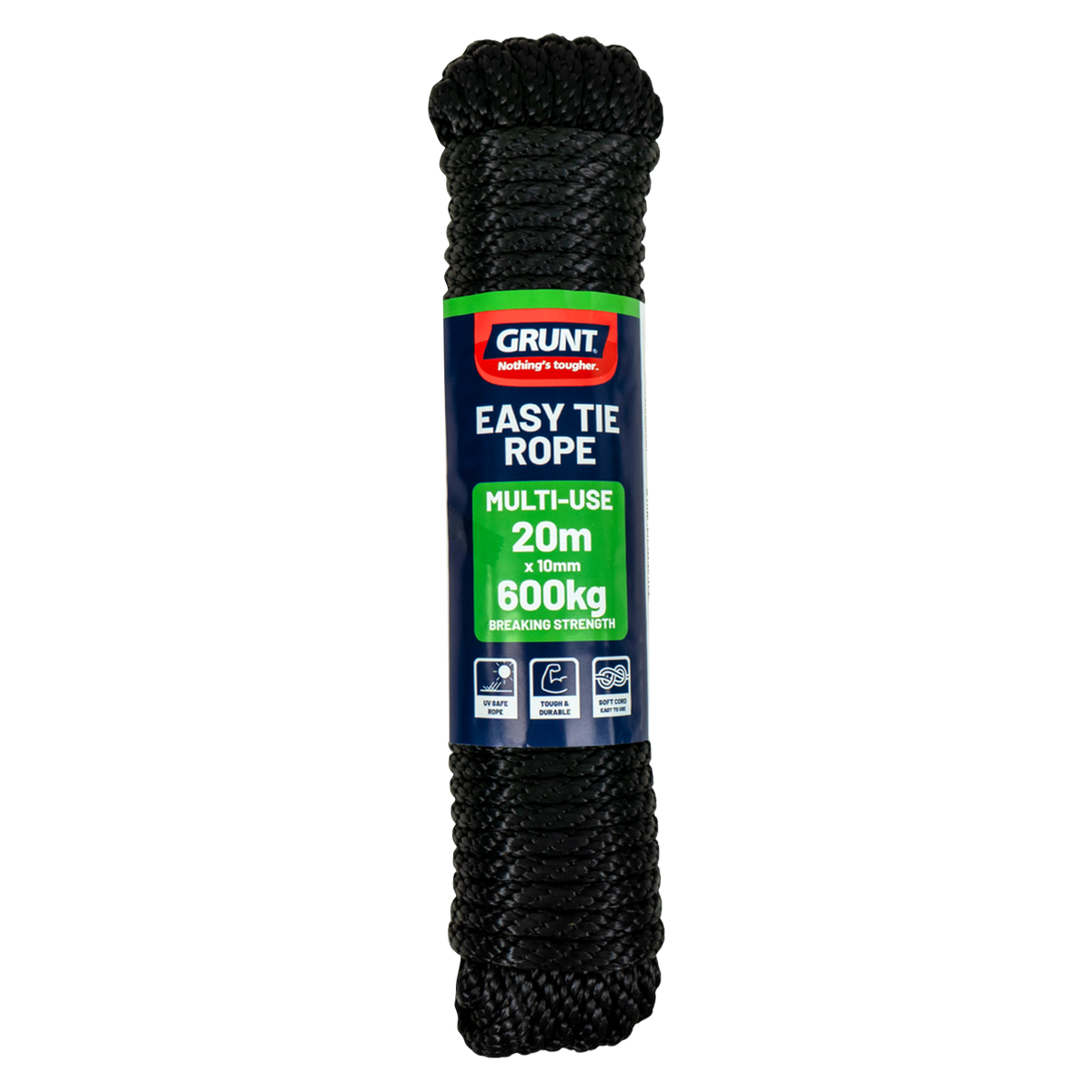 Grunt 10mm x 20m Black Polypropylene Easy Tie Rope 600kg