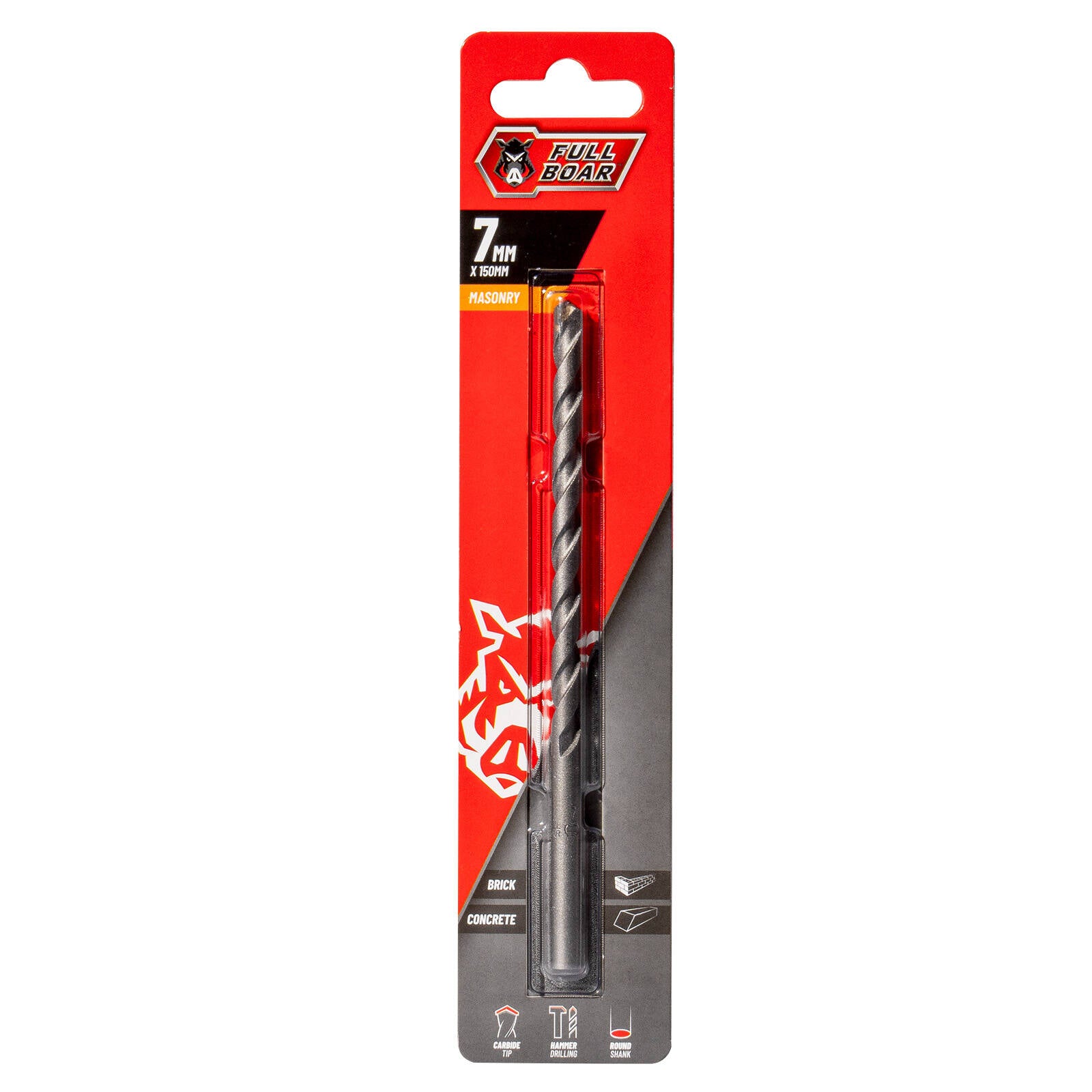 Full Boar 7mm TCT Masonry Drill Bit 150mm Hammer for Brick Concrete