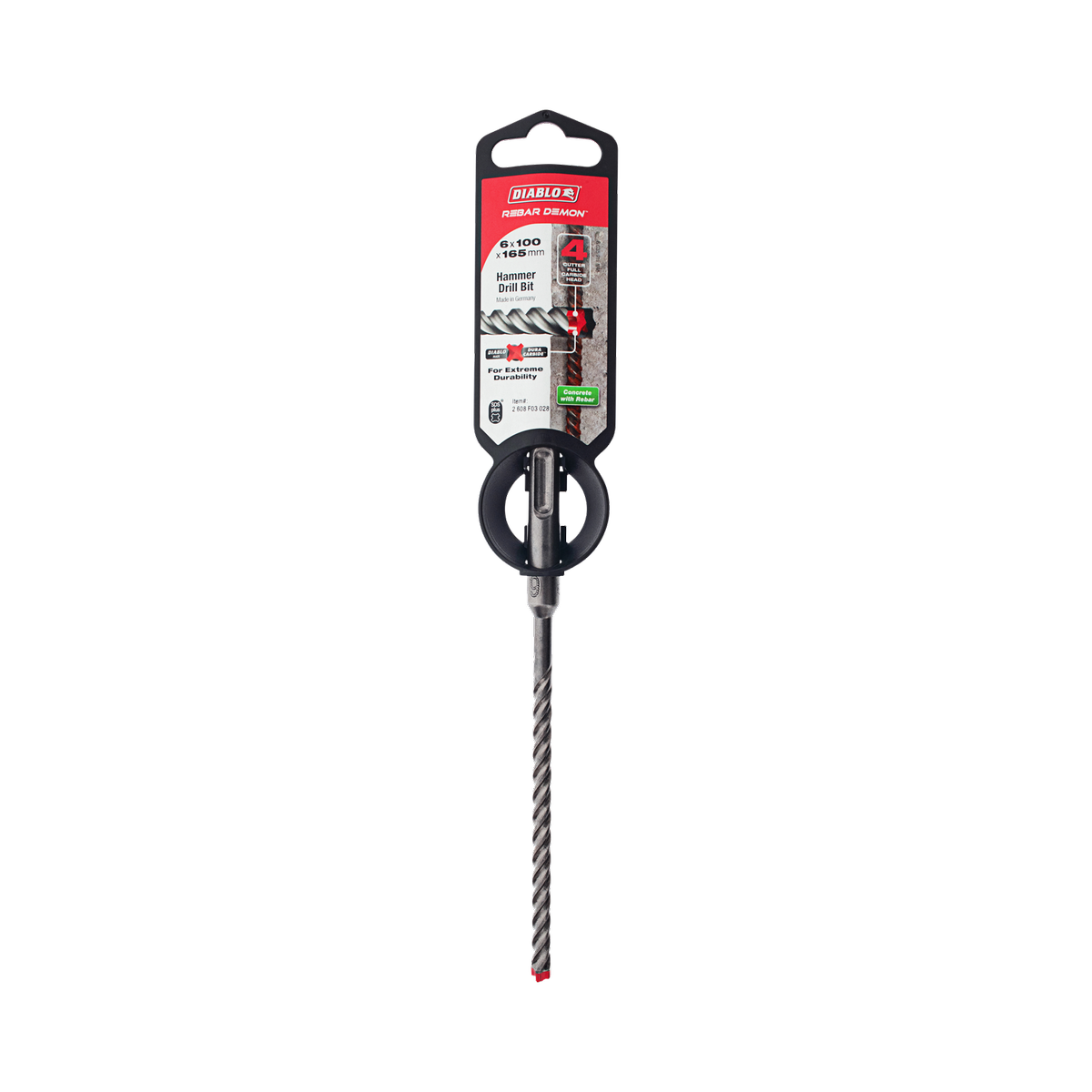 Diablo Rebar Demon SDS Plus Hammer Drill Bit 6 x 165mm - 4-Cutter Design - SuperSaverAU - view 1