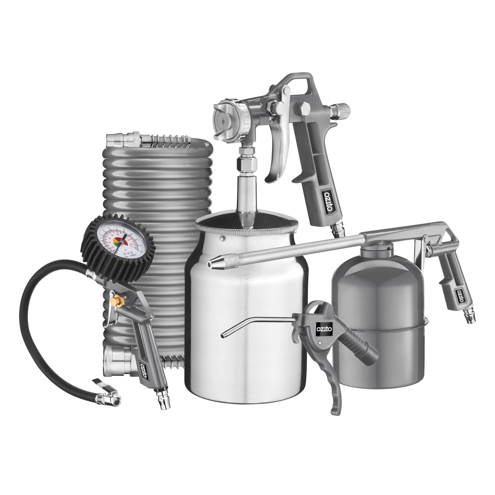 Ozito Handyman 5 Piece Air Tool Kit ATK-005 - Spray Gun, Blow Gun, Inflator & Hose