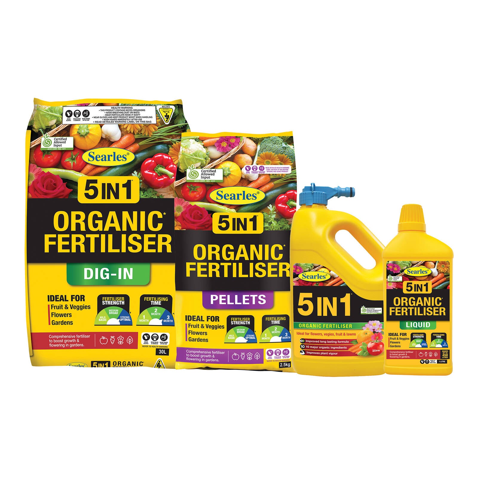 Searles 5 in 1 Organic Liquid Fertiliser Concentrate 1L - Safe for Vegetables and All Plants