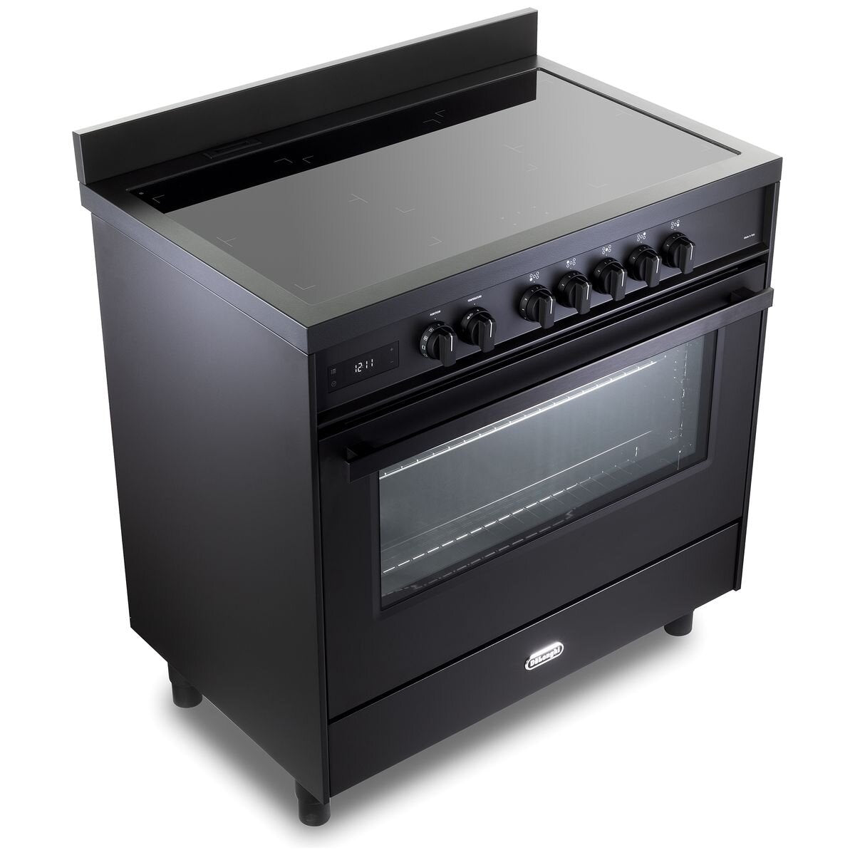 DeLonghi 90cm Deluxe Freestanding Induction Cooker 140L - Anthracite, Five Zones - DEF1407INDMB
