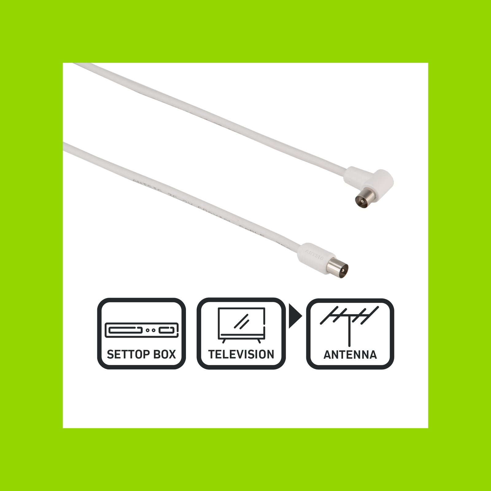 Antsig 1.5m White Right-Angled PAL TV Lead Indoor AP499