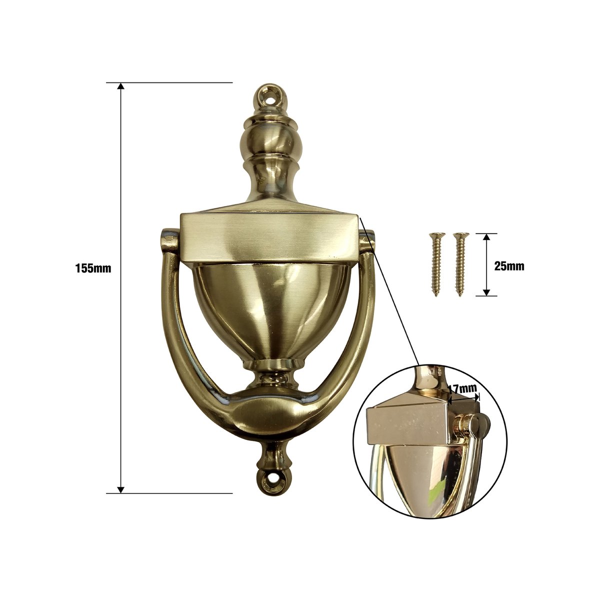 Adoored 81 x 165mm Brass Steel Door Knocker Indoor Outdoor