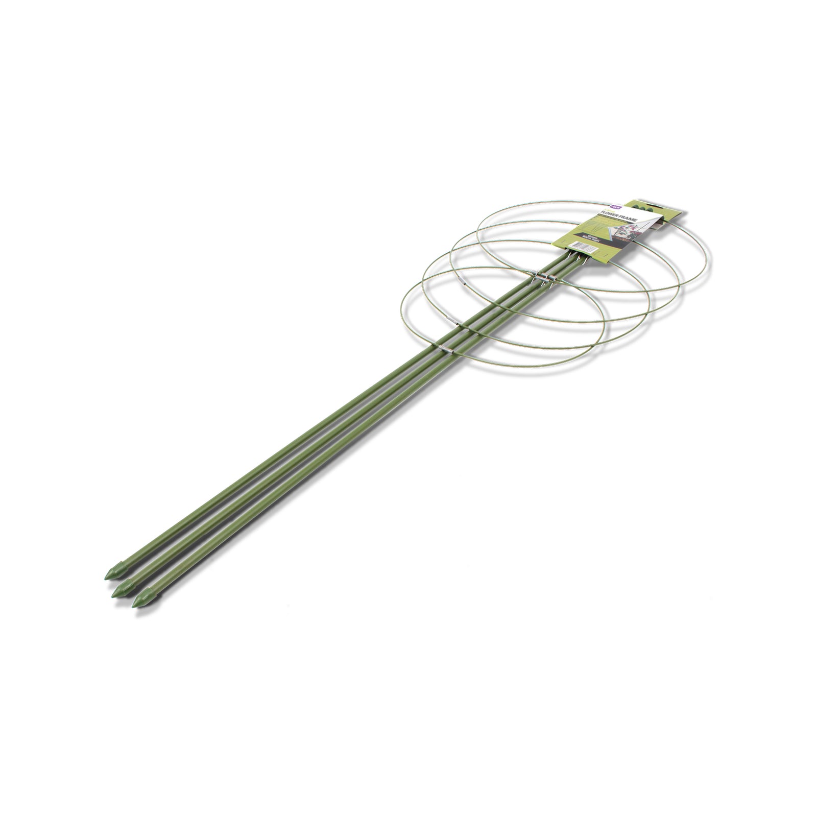 Jack 4 Ring Flower Frame 900mm Green Powder Coated Steel