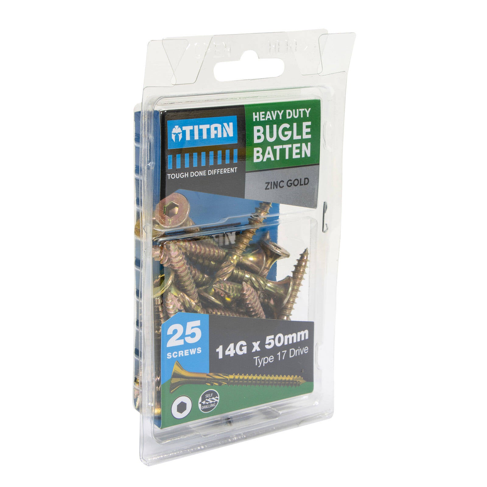 Titan 14g x 50mm Zinc Gold Bugle Head Timber Batten Screw - 25 Pack