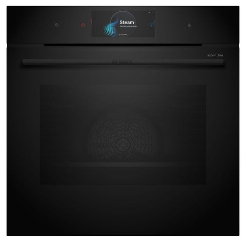 Bosch 60cm Series 8 Built-In Steam Oven - 71L Black - Pyrolytic and Air Fry - HRG978NB1A