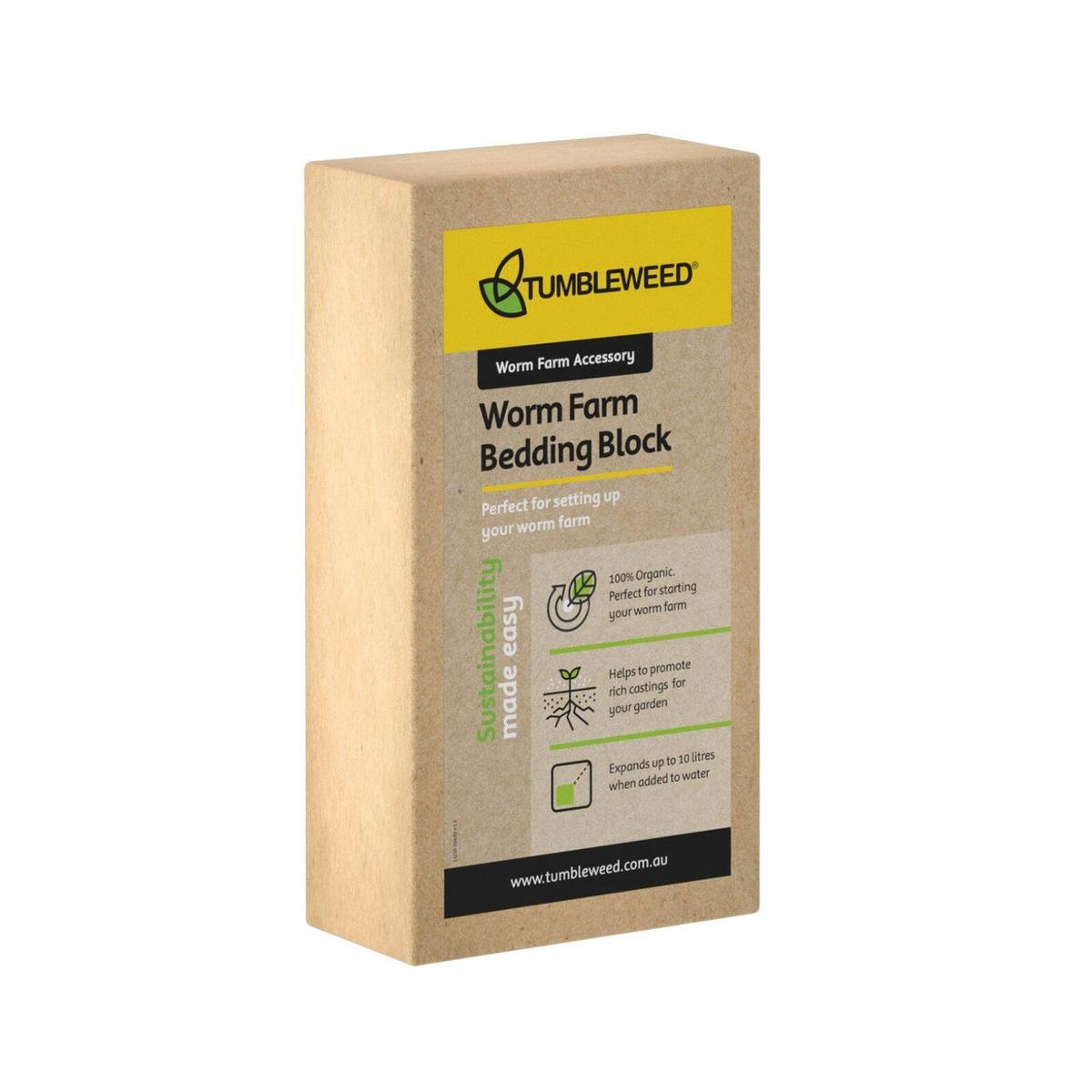 Tumbleweed Worm Farm Bedding Block 100% Coconut Fibre Odourless Coir