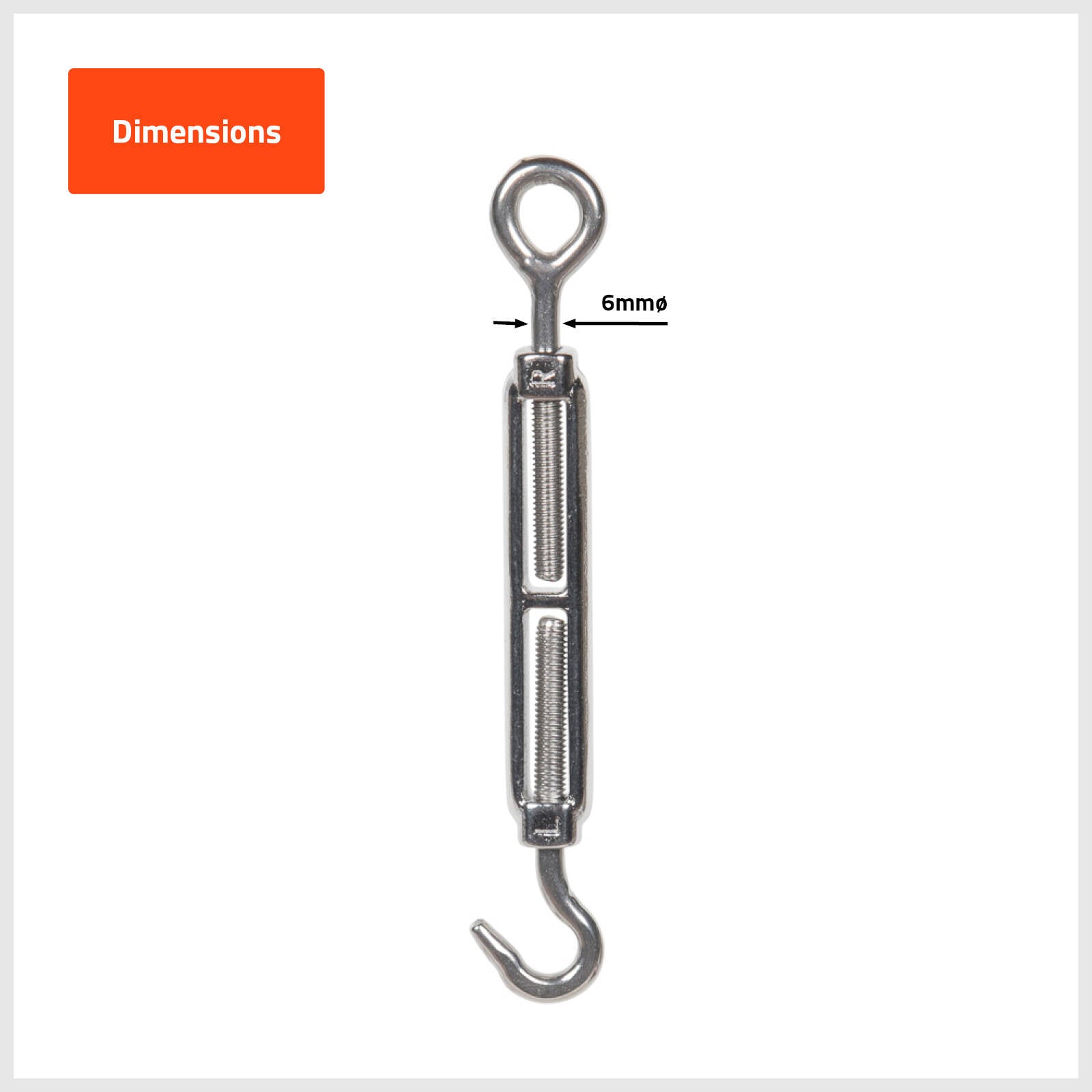 Taskmaster 6mm 316 Stainless Steel Turnbuckle - 6 Pack