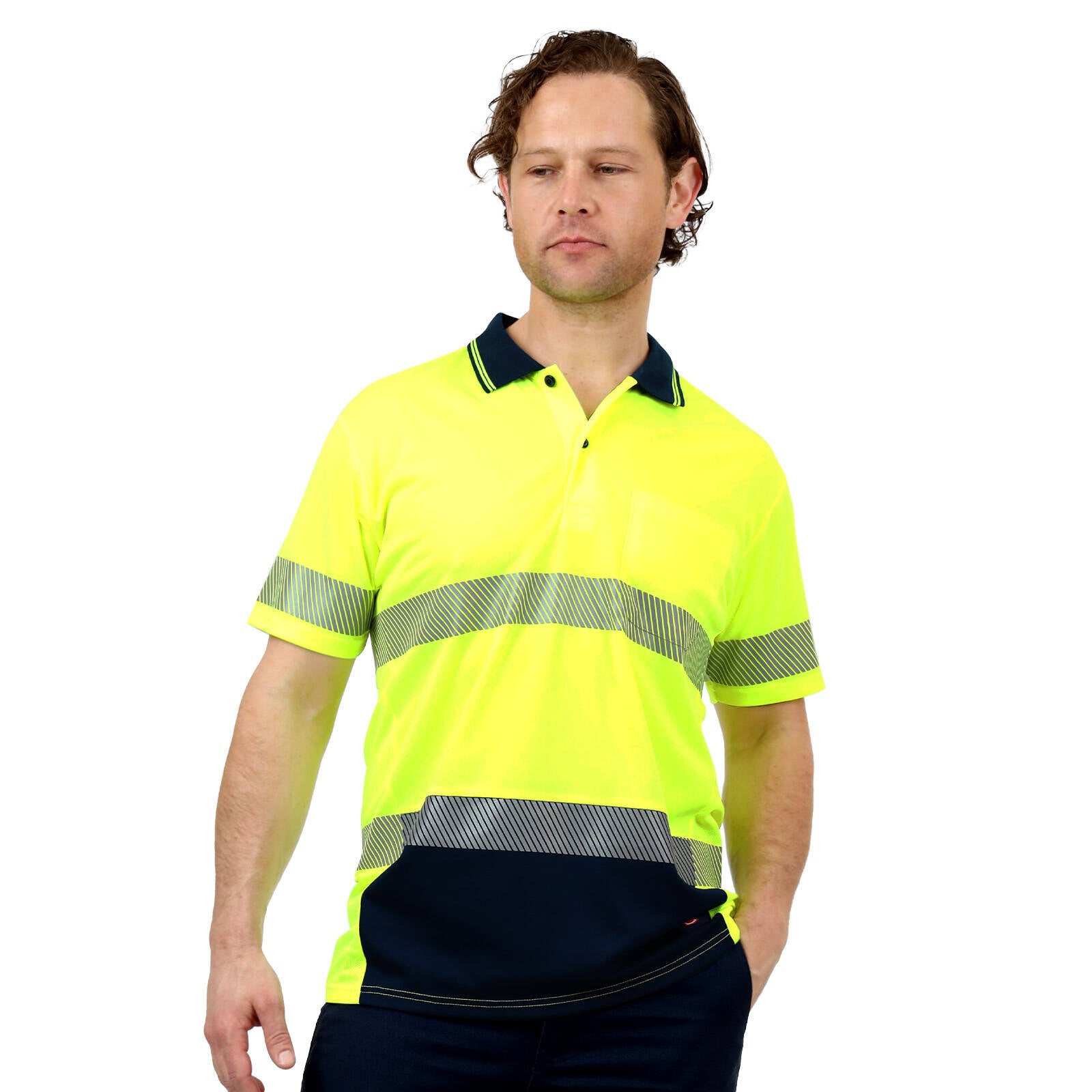 Citeco Yellow Hi Vis Short Sleeve Polo - Reflective Polyester, Men's Large