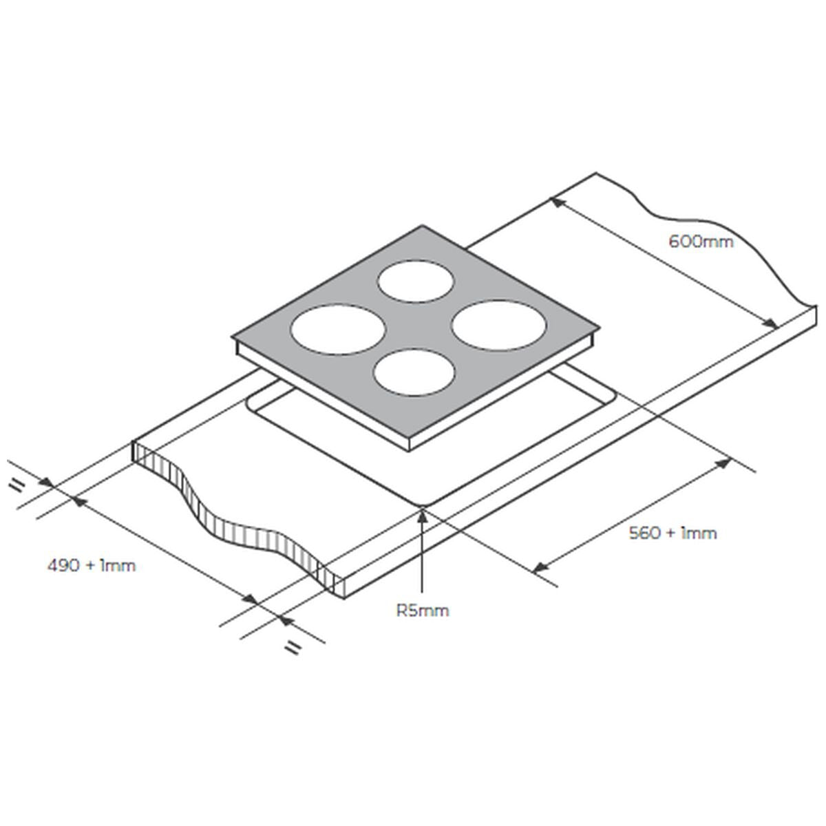 Westinghouse 70cm 4 Zone Ceramic Cooktop - Black Glass, Triple Zone, 9 Power Levels, Dial Control - WHC742BC