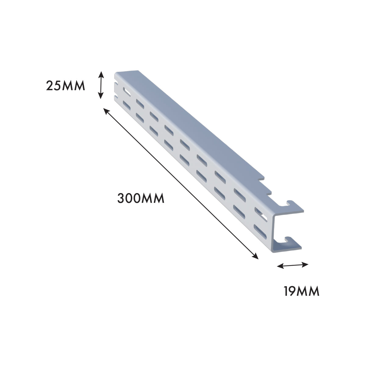 Flexi Storage Home Solutions White Double Slot Wall Strip - 300mm Steel Wall Mount Track