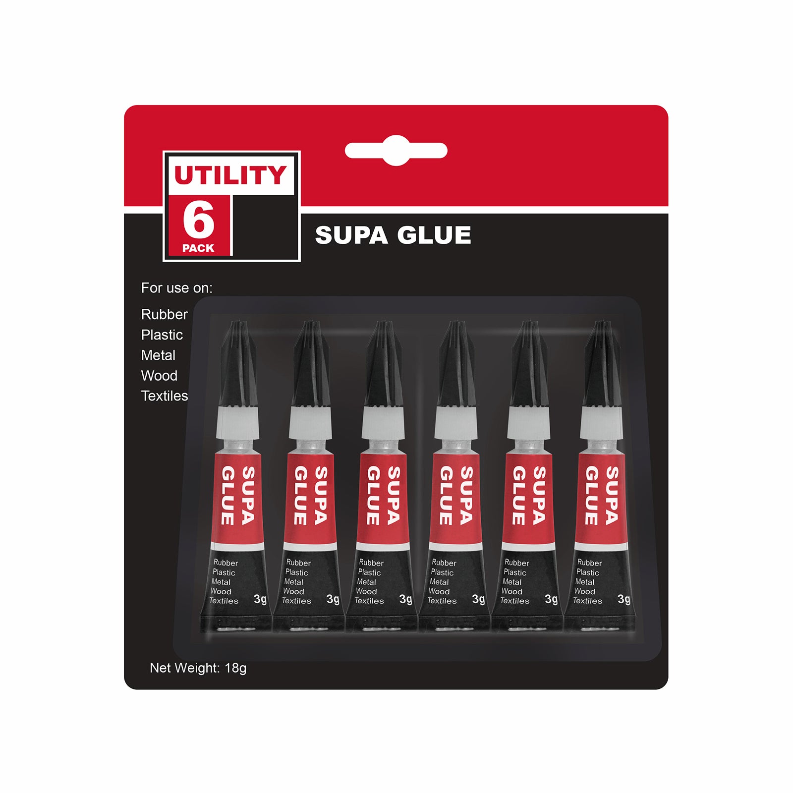 Utility 3g Super Glue, Dries Clear, 6 Pack