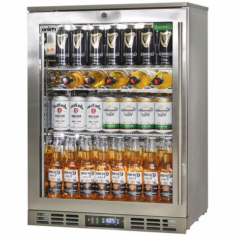 Rhino 129L Stainless Steel Bar Fridge - Heated Glass Door, Electronic Control, LED Lighting, 7 Star - SG1L-HDQ