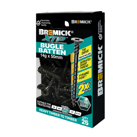 Bremick XTP Bugle Batten 14g x 50mm - 25 Pack - T40 - Black - Corrosion Resistant - SuperSaverAU - view 1