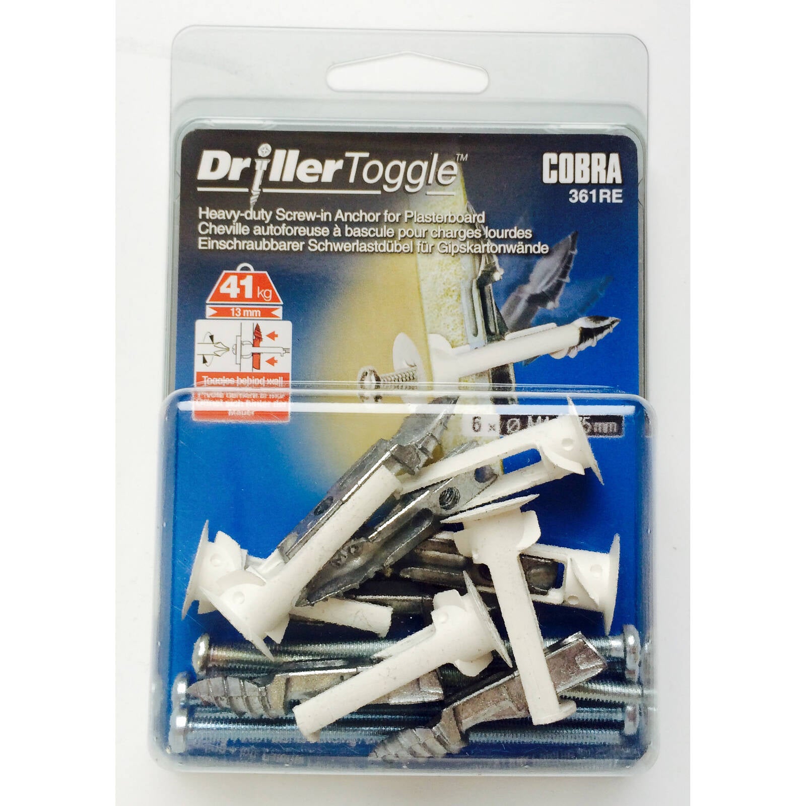 Cobra 4 x 75mm Driller Toggle Anchor Screws Steel 6 Pack