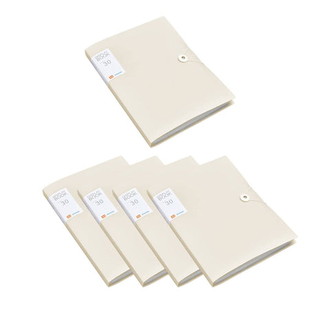 A4 Document Folder, 30 Pockets - Beige, 5 Pack