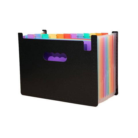 A4 Rainbow Expanding File Folder - Black, 13 Pocket