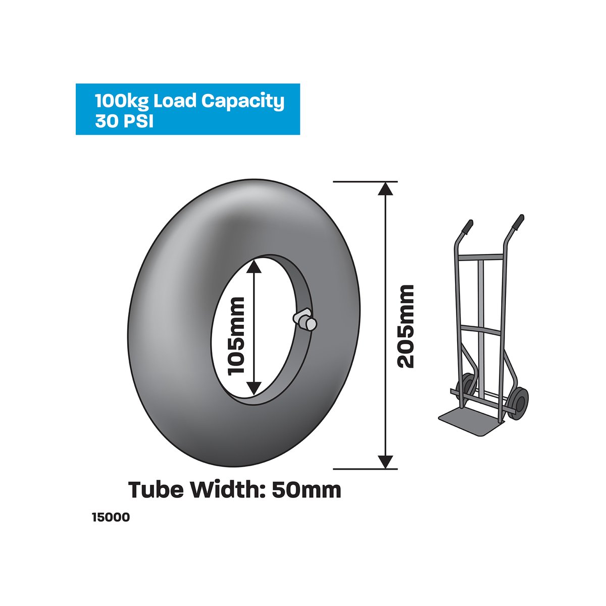 Move It 250 x 4 Replacement Inner Tube - Rubber - Easy Install - Durable - SuperSaverAU - view 2