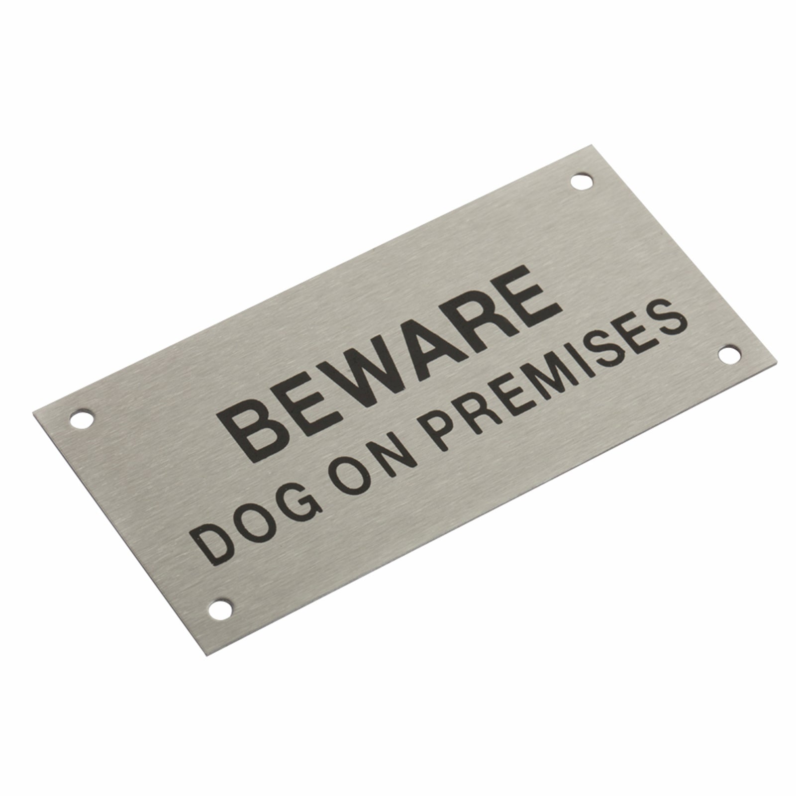 Sandleford 95 x 47mm Stainless Steel Beware Dog On Premises Sign, Weather Resistant with Fixings