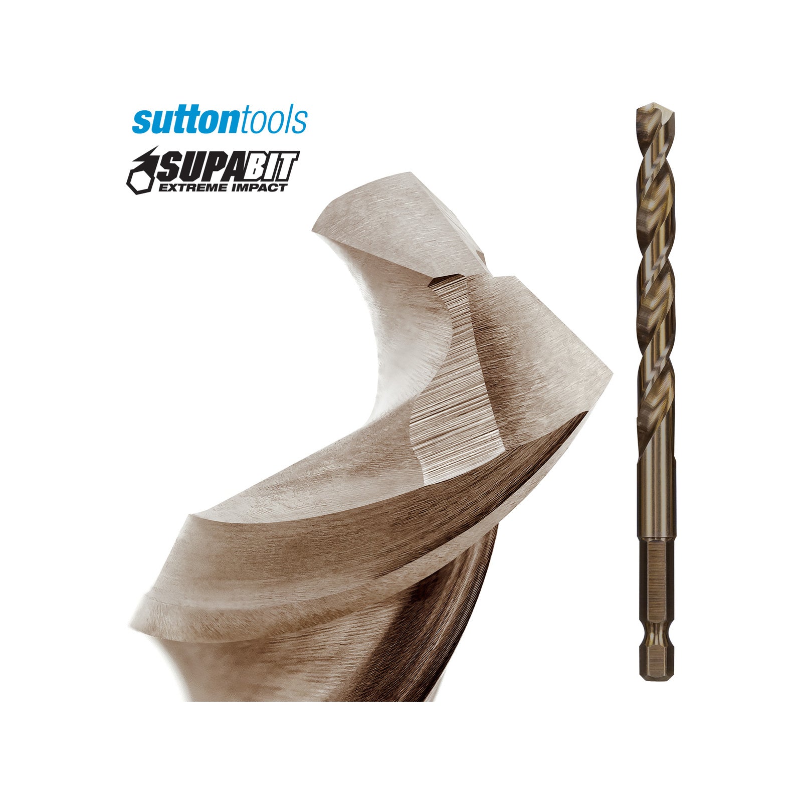 Sutton Tools 5 Piece Supabit Impact Drill Bit Set HSS Co for Metal, Timber & Plastic