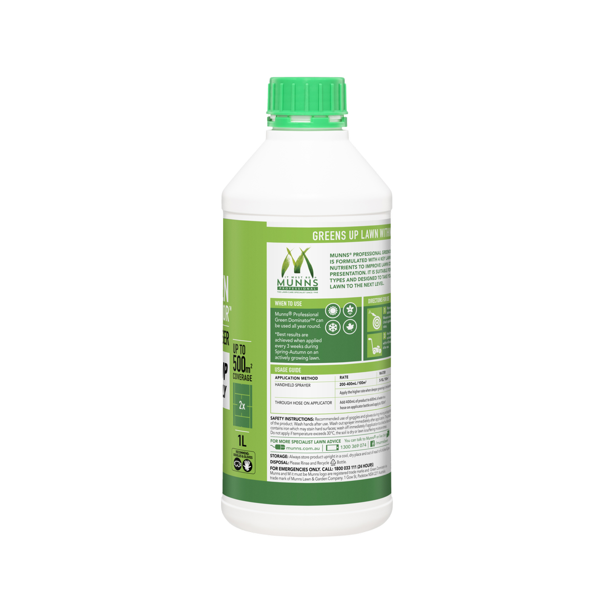 Munns Professional 1L Green Dominator Liquid Lawn Fertiliser Concentrate