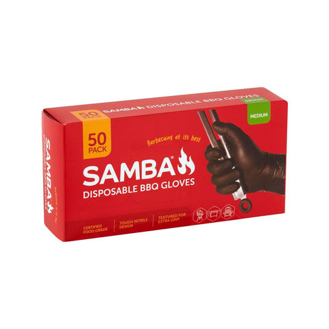 Samba Medium Disposable BBQ Gloves Nitrile 50 Pack