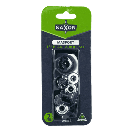 Saxon 18" Mower Blade & Bolt Set, 2 Pack, 12.7mm Hole, Suits Masport 18" Quadcut & Quickcut