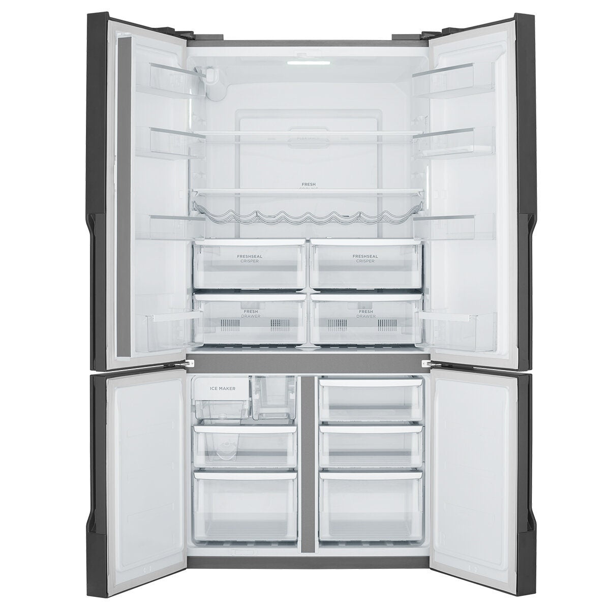 Westinghouse 564L Plumbed Quad French Door Fridge - Matte Black, Water Dispenser, Auto Icemaker - WQE5650BA