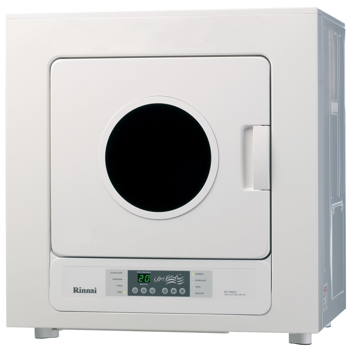 Rinnai 6kg Dry-Soft 6 LPG gas clothes dryer - quick drying, auto-sensing, stainless steel drum - DRYSOFT6L