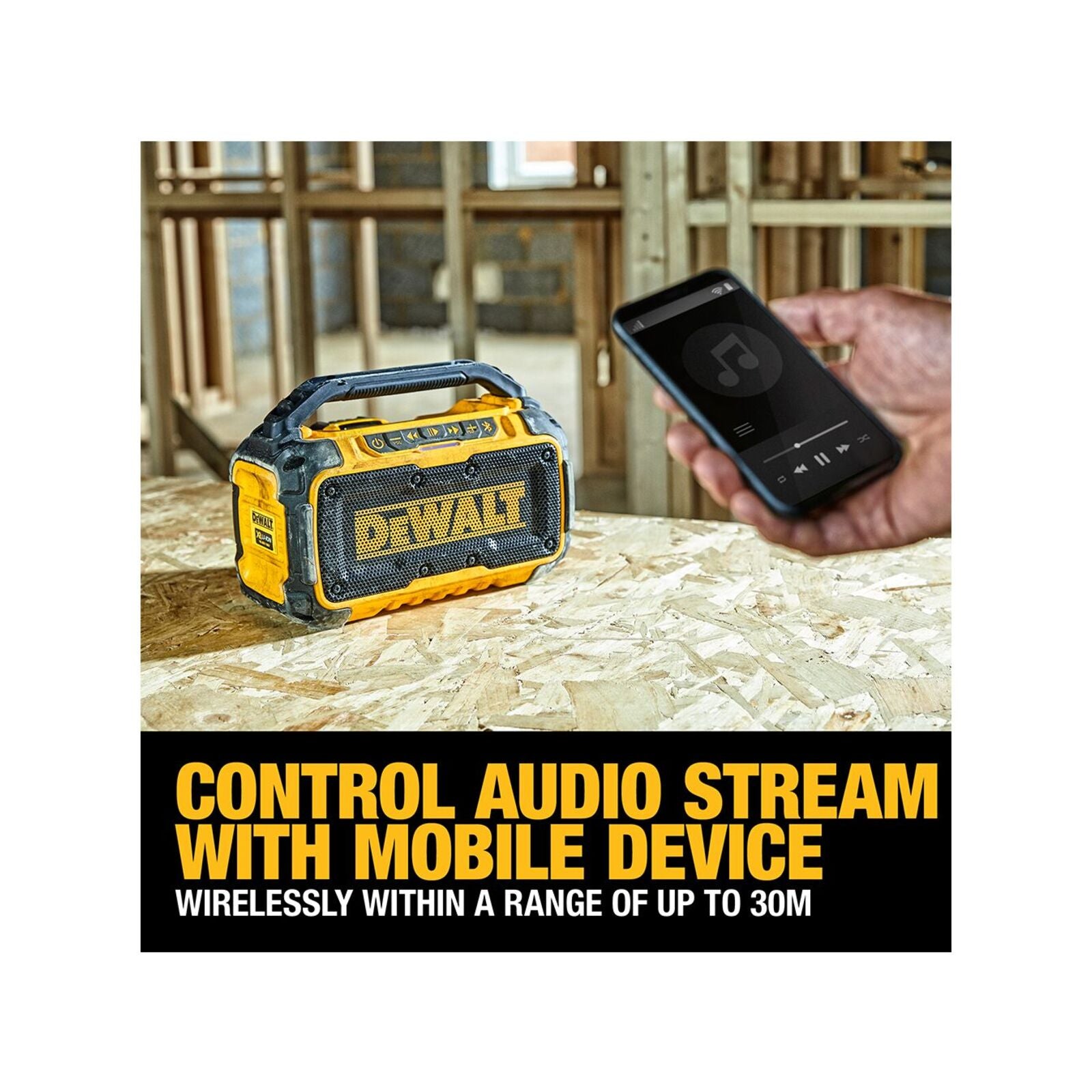 DeWALT 12V/18V Portable Bluetooth Speaker Skin Only Yellow DCR011-XJ