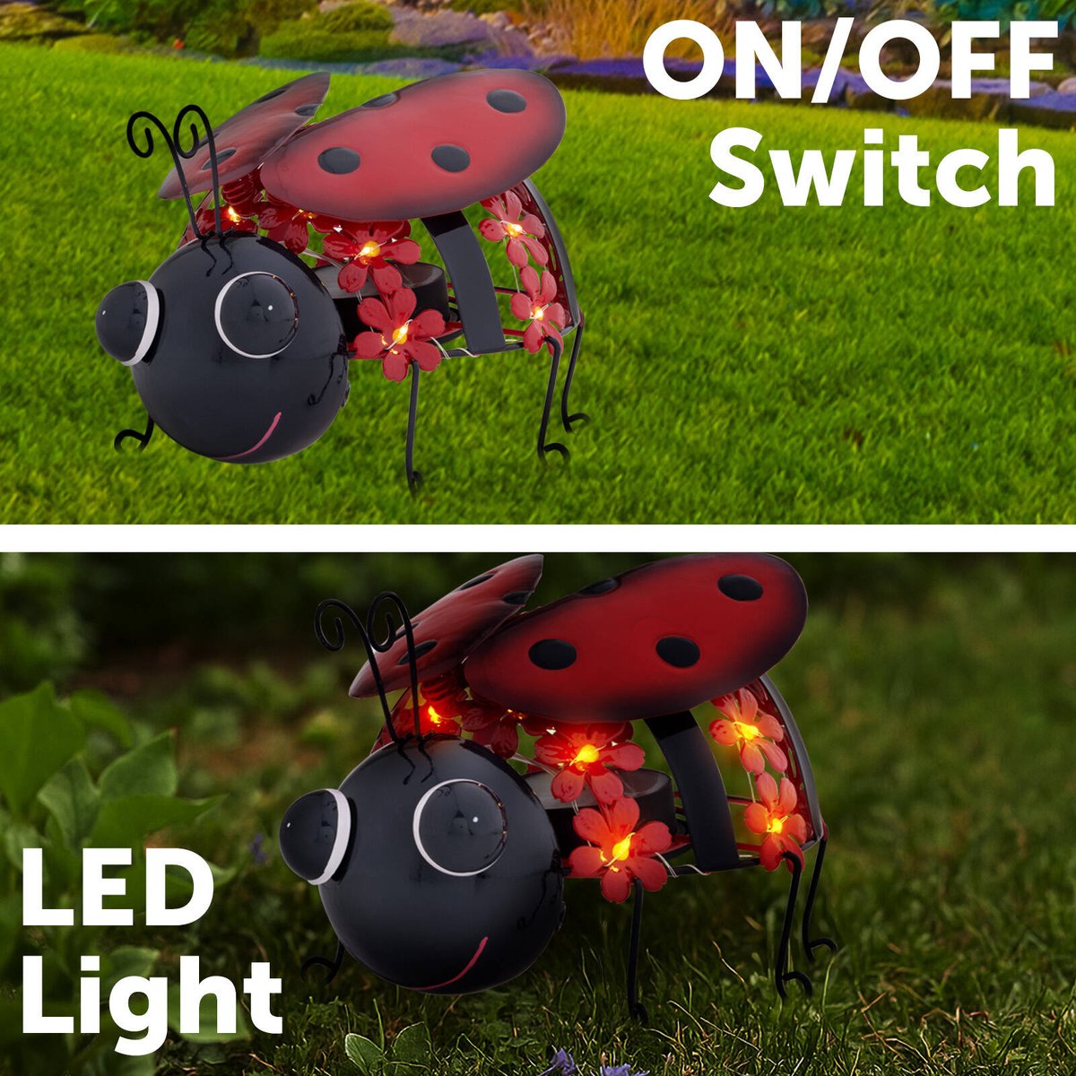 Click Solar Metal Animal Light Bug - 1.2V Rechargeable - Red - Outdoor Decor - SuperSaverAU - view 3