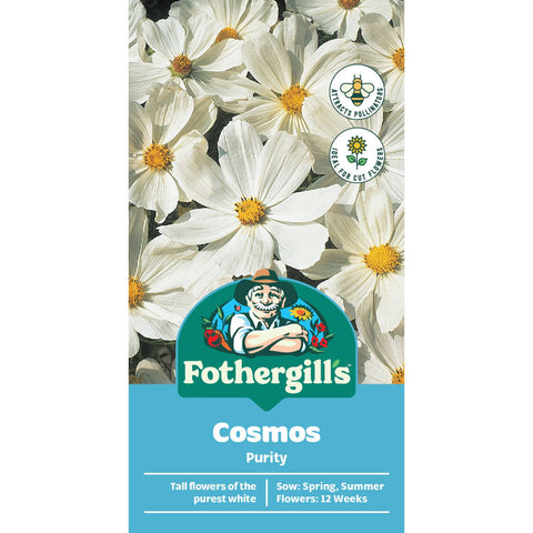 Mr Fothergill's Cosmos Purity Flower Seeds - White Single Blooms 90cm