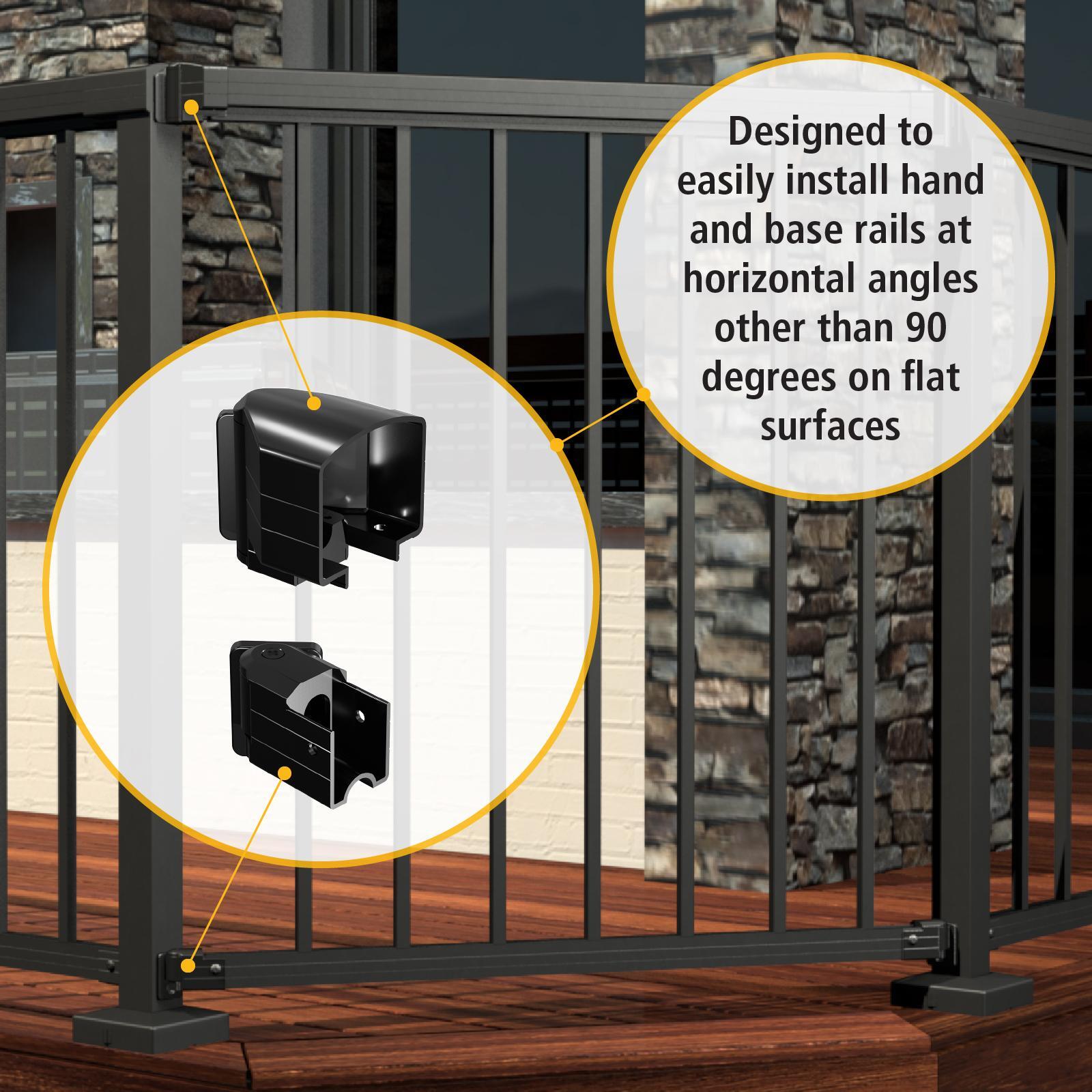 PEAK Black Aluminium Deck Balustrade Horizontal Angle Bracket Kit
