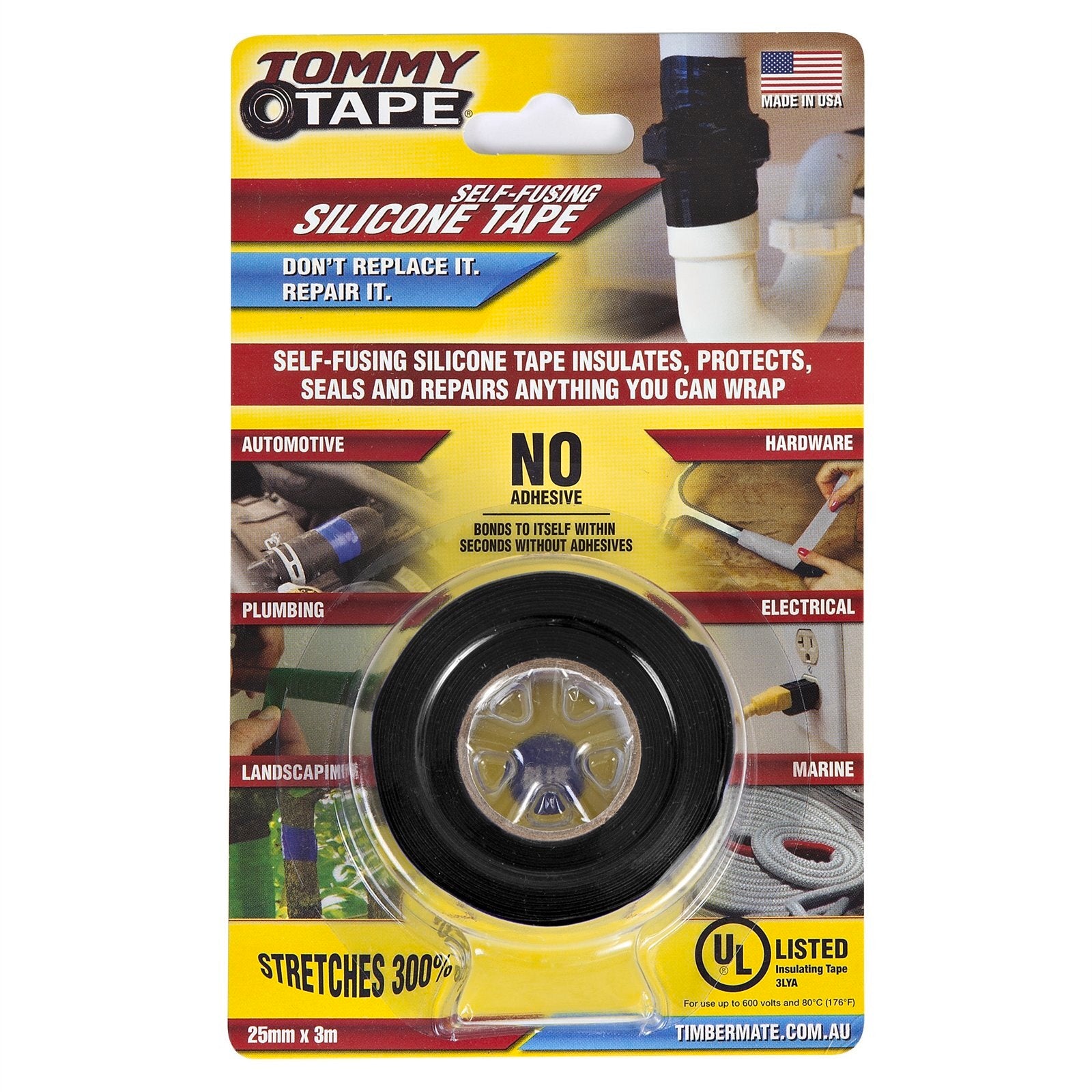 Tommy Tape Silicone Specialty Tape 25mm x 3m Black
