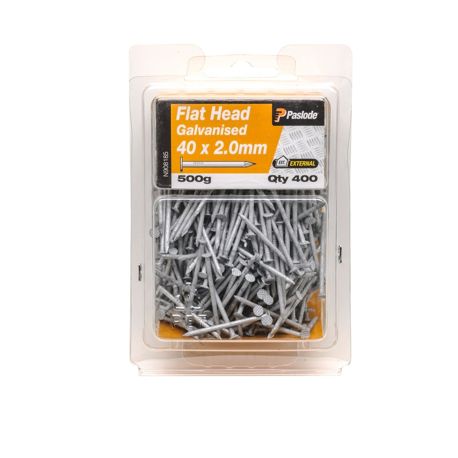 Paslode 40 x 2mm 500g Galvanised Steel Flat Head Nails - 400 Pack