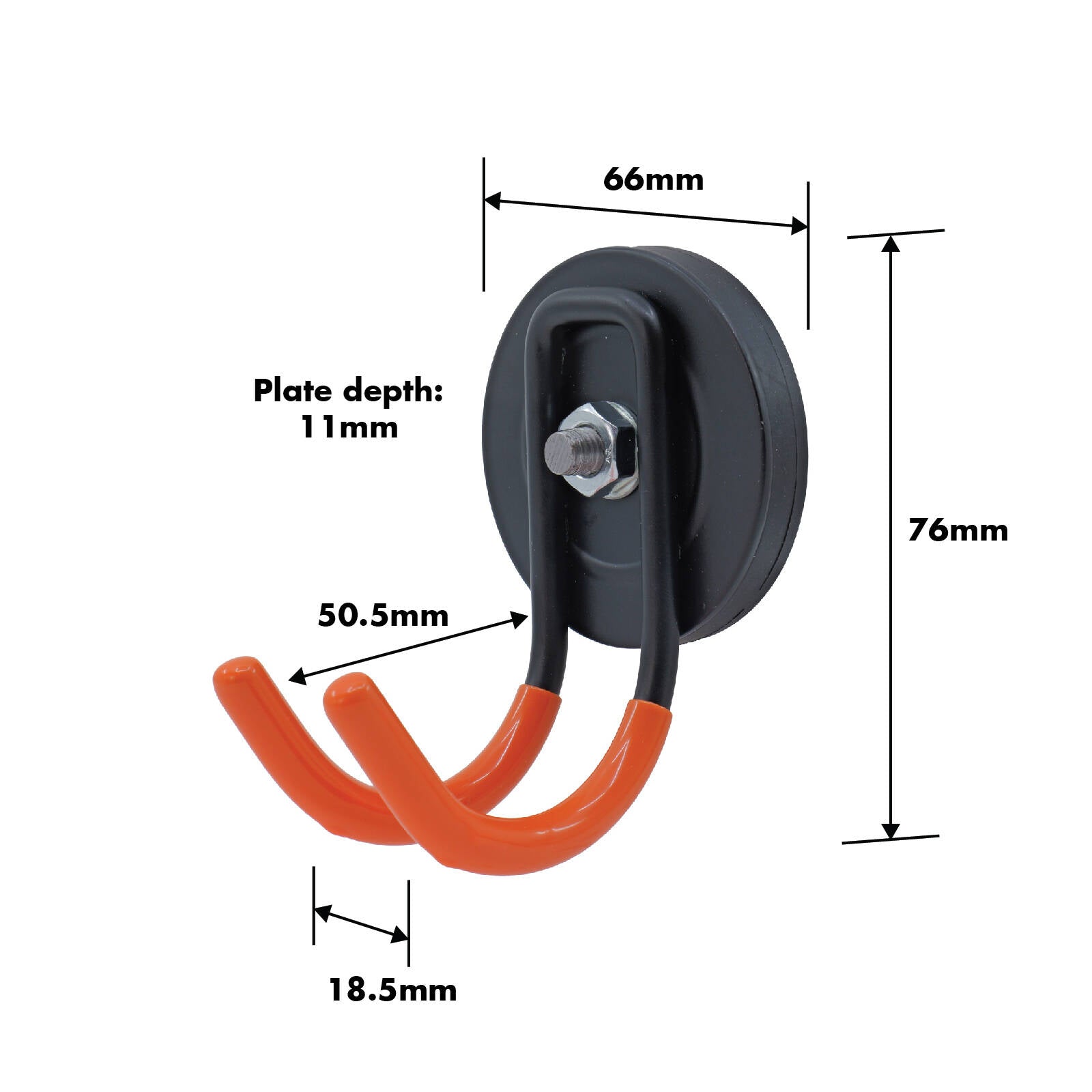 Everhang Magnetic Utility Hook Kit, 4 Pack, 10kg Pull Force, Orange/Black PVC