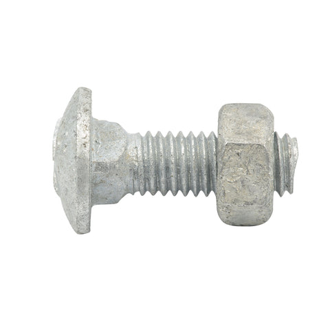 Zenith M8 x 25mm Hot Dipped Galvanised Cup Head Bolt and Nut, 4.6 Grade Steel