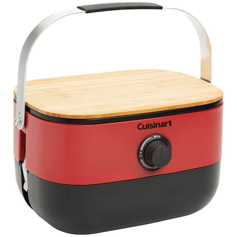 Cuisinart Venture Portable Outdoor BBQ - Red - Porcelain Enamelled Cast Iron Grill Plate - CGG-750XA
