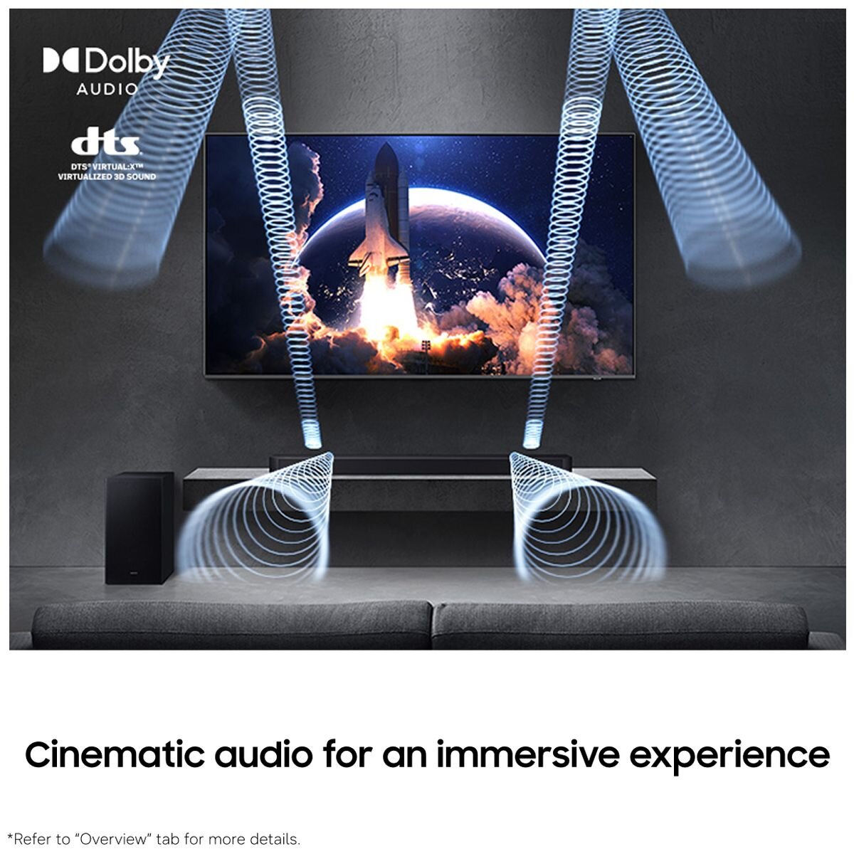 Samsung Q-Series 3.1.2ch Dolby Atmos Soundbar with Subwoofer - SpaceFit Sound Pro, Black - HW-Q600H-XY