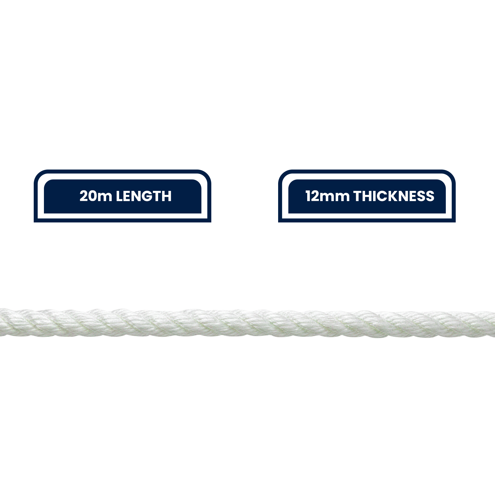 Grunt 12mm x 20m White Polypropylene Super Silver Rope 1800kg