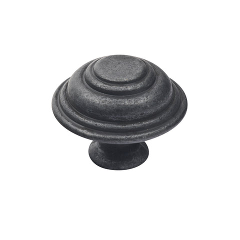 Prestige 34mm Black Cast Iron Cupboard Knob, Traditional Cabinet Drawer Knob