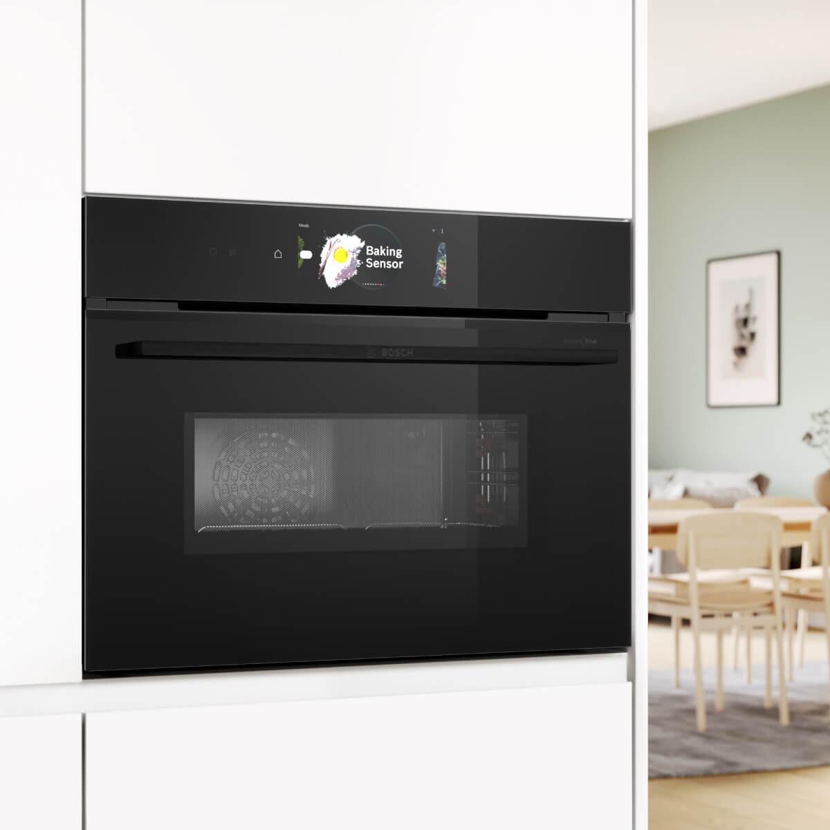 Bosch Series 8 Accentline compact oven with microwave - 45L, pyrolytic cleaning, inverter, black - CMG978NB1A
