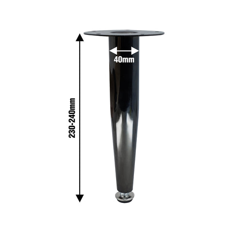 Adoored 230mm Black Nickel Tapered Metal Furniture Leg