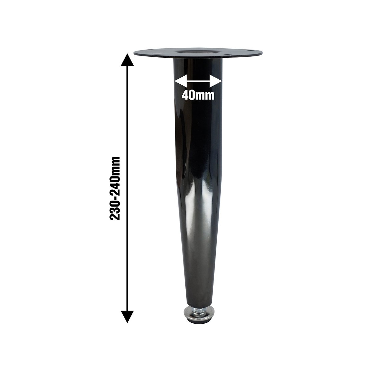 Adoored 230mm Black Nickel Tapered Metal Furniture Leg