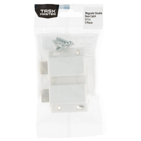Taskmaster 67mm White Magnetic Push To Open Double Door Catch Self Aligning