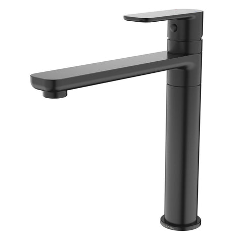 Caroma Luna Lead Free Sink Mixer Black, 7.5L/min 4 Star, 195mm Spout Reach Paddle Handle