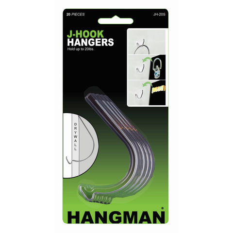 Hangman Steel J Hook Picture Hanger 9kg, 20 Pack