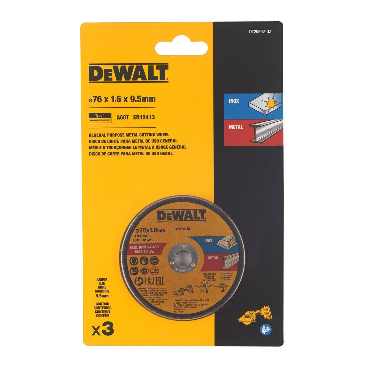 Dewalt Bonded Abrasive Cutting Disc 3 Pack - 76mm x 1.6mm - Inox - SuperSaverAU - view 2